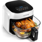 NutriChef 7.5 Quart Air Fryer with Glass Fry Bowl, 6 Preset Modes & 360° Air Circulation Cooking System