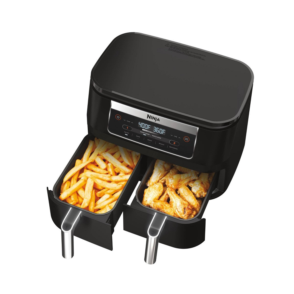 Ninja Foodi 6qt 5-in-1 2-Basket Air Fryer with DualZone Technology - DZ090: Stainless Steel, Digital Control, 1760W - Additional view