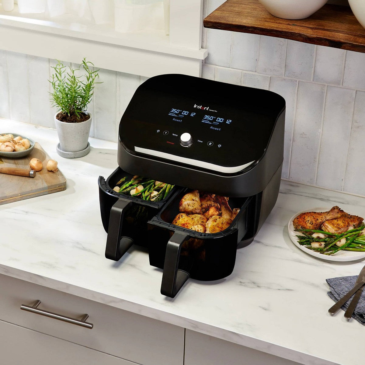 Instant Pot 8qt Vortex Plus Dual Basket Air Fryer with ClearCook Windows: 1700W, 8-Quart Capacity, Black, Airfryer Sale - Additional view