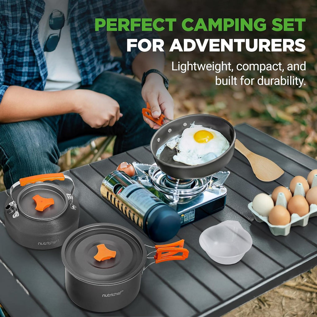 NutriChef 12-Piece Camping Cookware Set - Non-Stick, Lightweight Pots, Pans, and Utensils for Outdoor Cooking - Additional view