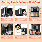 DualZone 2-in-1 Flip-Top Air Fryer & Indoor Grill, XL Capacity for Steak, Shrimp & Crispy Favorites - Additional view