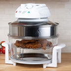 Classic Cuisine Glass Air Fryer - Halogen Oven with 12 to 17 Quart Capacity - Roaster, Broiler, Toaster, Steamer, and Grill (White)