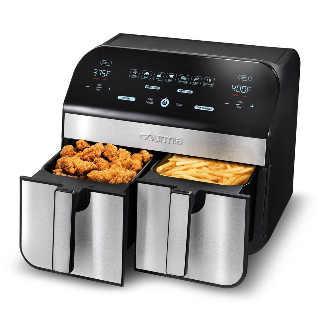 Gourmia 10-Qt. Dual Basket Digital Air Fryer with Smart Finish & Match Cook Black Stainless Steel: 1-Year Warranty, Dishwasher-Safe Parts - Additional view