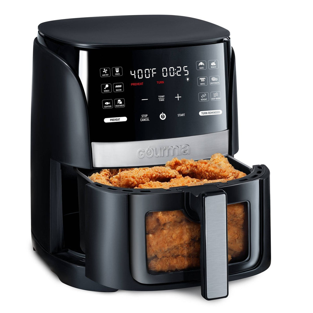 Gourmia 6qt Digital Window Air Fryer with 12 Presets & Guided Cooking Black: Stainless Steel, 1-Year Warranty - Additional view