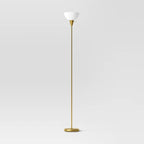 Torchiere Brass Floor Lamp - Room Essentials™: Modern Standing Light, Painted Metal with Plastic Shade - Additional view