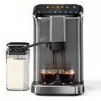 EUHOMY 20 Bar Fully Automatic Coffee and Espresso Machine with Milk Frother & Smart Touchscreen, Self-cleaning, Removable Water Reservoir, Silver