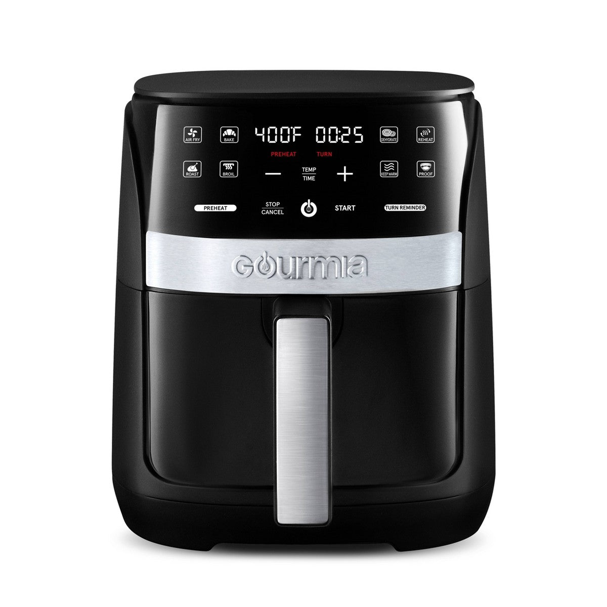 Gourmia Digital 3qt Air Fryer with Guided Cooking Prompts Black/Stainless Steel Finish - Additional view