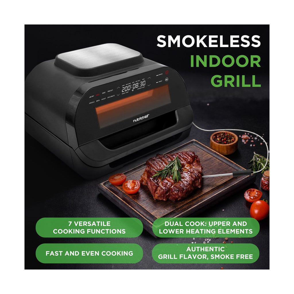 NutriChef Smart Griller with Air Fryer Combo - 7-in-1, Smokeless Indoor Grill, Adjustable Temperature - Additional view