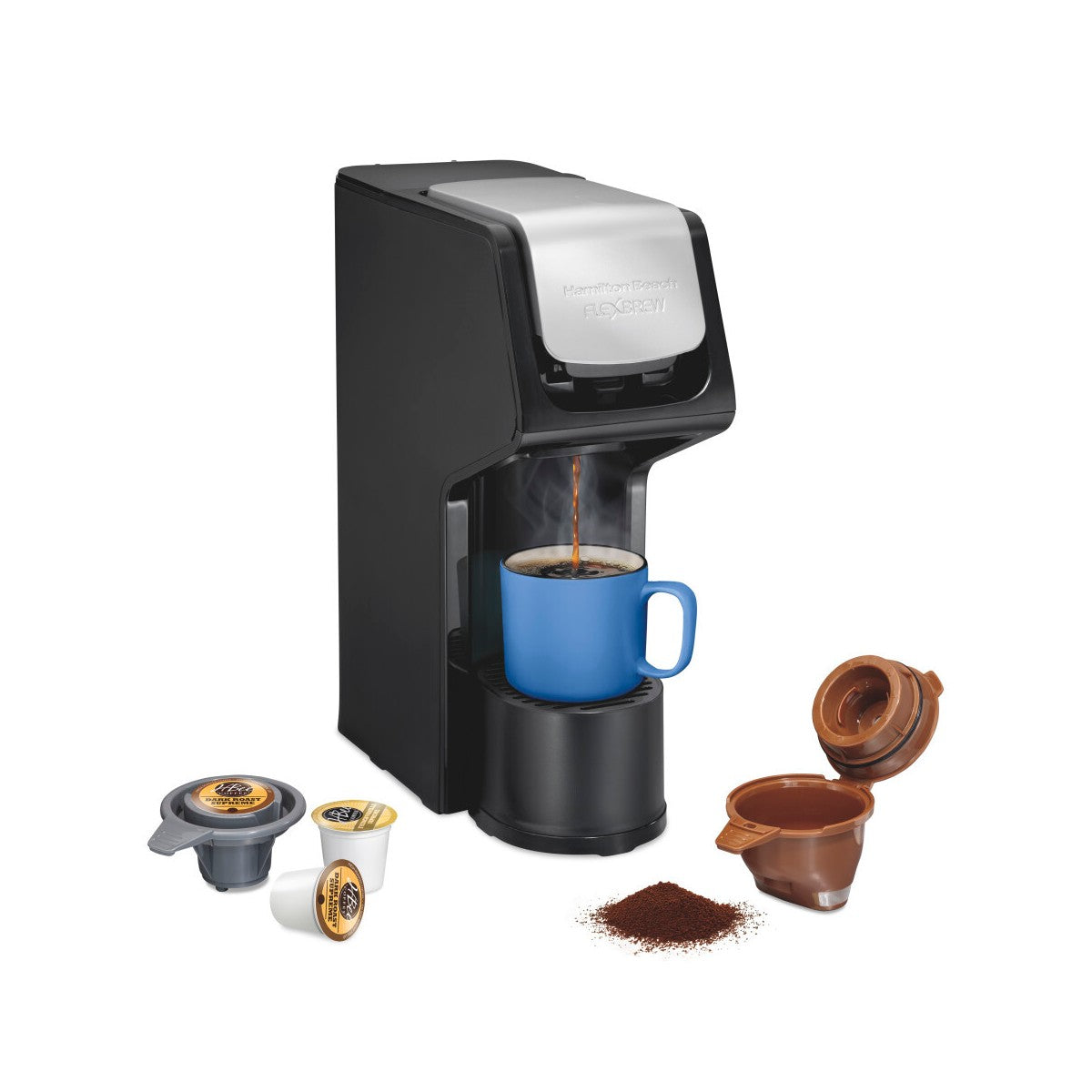 Hamilton Beach FlexBrew Single-Serve Coffee Maker - 49900: K-Cup & Ground Coffee Compatible, 10 oz Capacity, 1400W, Black