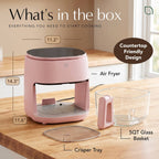 Willow Kitchen 5qt Digital Glass Air Fryer Pink - Additional view