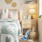 Miffy Wooden Kids' Table Lamp with Blue Grid Shade - Miffy by Pillowfort™ - Additional view