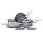 Calphalon 12pc Ceramic Cookware Set Silver Ash: Nonstick, Anodized Aluminum, Oven & Dishwasher Safe, Gas & Electric Compatible
