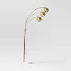 75.5"x29.5" Span 3-Head Metal Globe Floor Lamp Brass - Threshold™ - Additional view