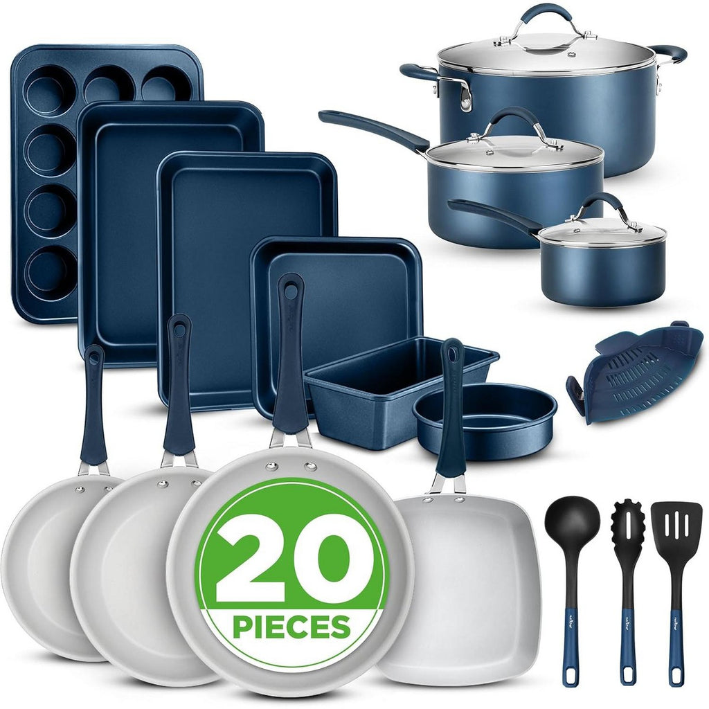 NutriChef Home Kitchen Cookware Set: Complete Set of High-Quality Cookware for Home Cooking—Includes Pans, Pots, and Bakeware