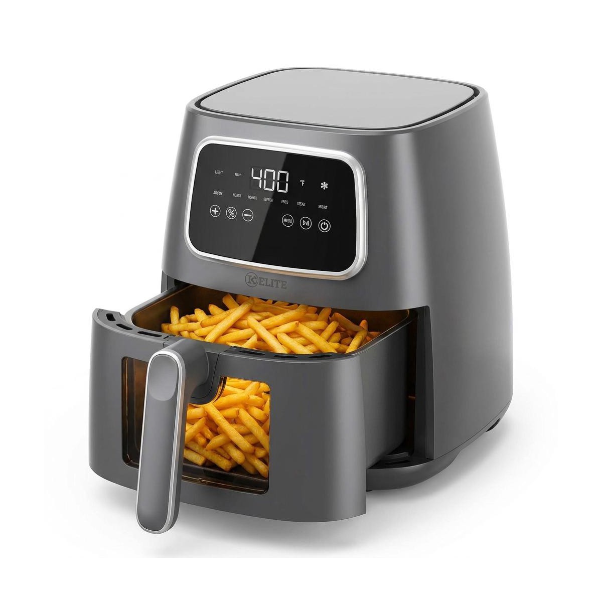 Kitchen Elite 5.5 Qt. Digital Air Fryer, Countertop Cooker with LED Screen, Grey