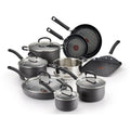 T-fal 14pc Nonstick Cookware Set, Hard Anodized, Black