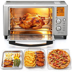 22L Stainless Steel Air Fryer Toaster Oven Combo - 12-in-1 Digital Convection Oven with Rotisserie, Dehydrator & Bake, 1500W, Silver