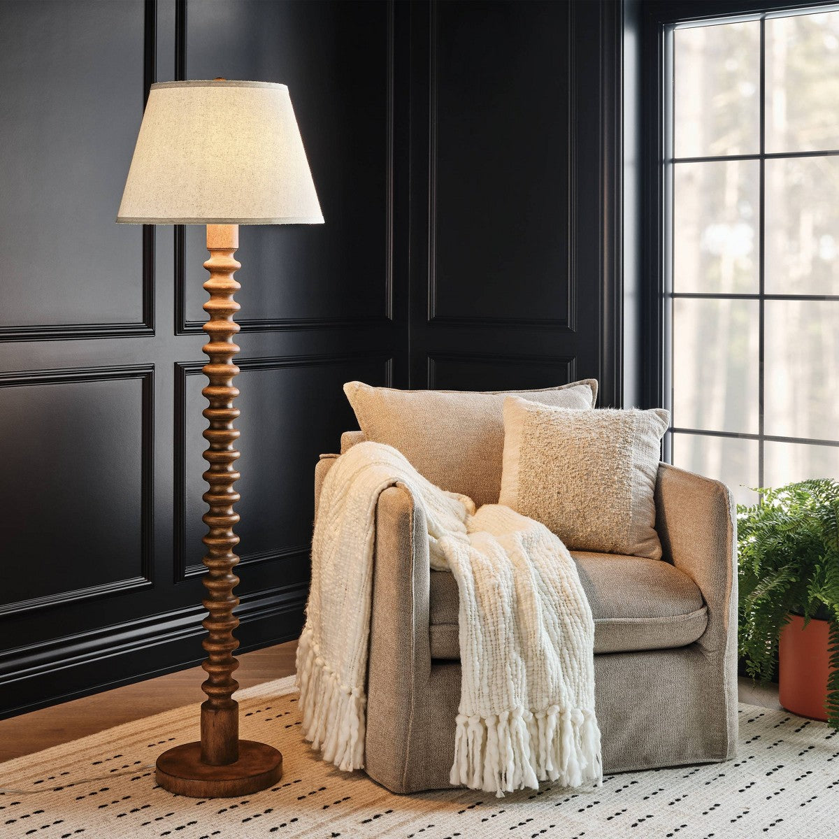 Mid Tone Wood Floor Lamp - Threshold™ - Additional view