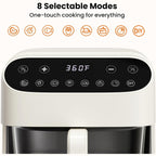 4.5QT Glass Air Fryer - Non-Toxic PFAS-Free High Borosilicate Glass Basket, 360° View, 8 Smart Presets, Stainless Steel Rack, Dishwasher Safe, White - Additional view