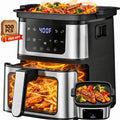 8 Presets Air Fryer Oven with Grill, Digital Touch Screen, Viewing Window, 7.5QT Large Capacity, Nonstick Basket, 100 Liners Included, Clearance