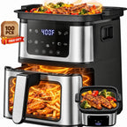 8 Presets Air Fryer Oven with Grill, Digital Touch Screen, Viewing Window, 7.5QT Large Capacity, Nonstick Basket, 100 Liners Included, Clearance