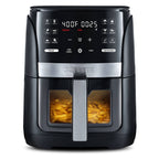 Gourmia 6qt Digital Window Air Fryer with 12 Presets & Guided Cooking Black: Stainless Steel, 1-Year Warranty