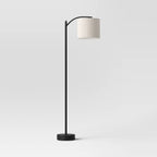 Downbridge Floor Lamp with Shade Black/Tan - Threshold™: Ambient Light, Metal Base, Linen Drum - Additional view
