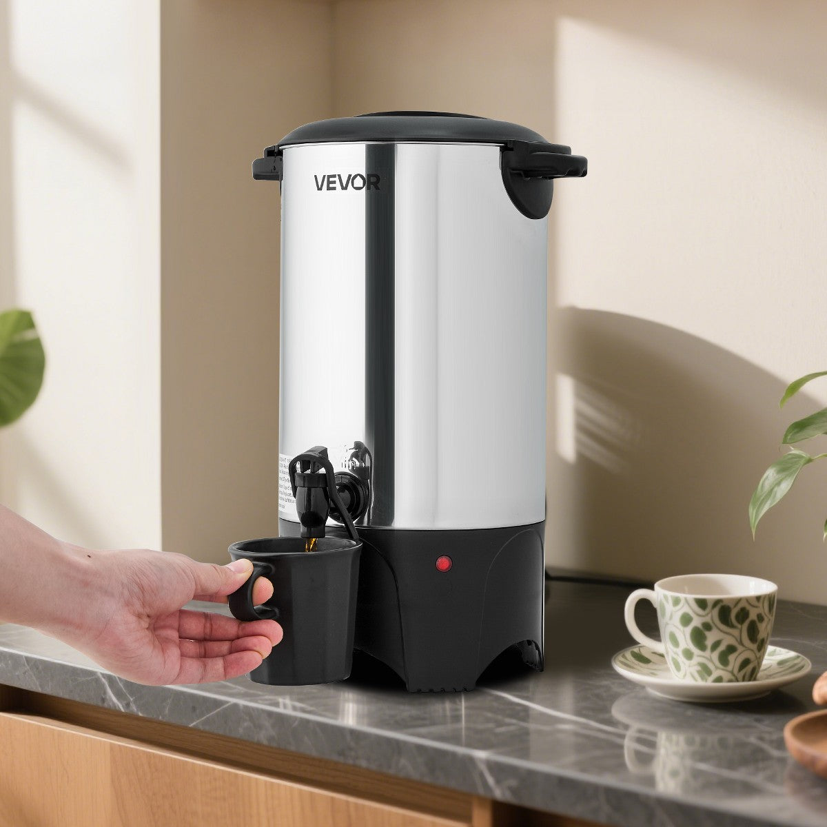 VEVOR Commercial Coffee Urn, 40 Cup 6 L Hot Beverage Dispenser with Dripless Faucet, Quick-Brewing Commercial Coffee Maker, Silver - Additional view