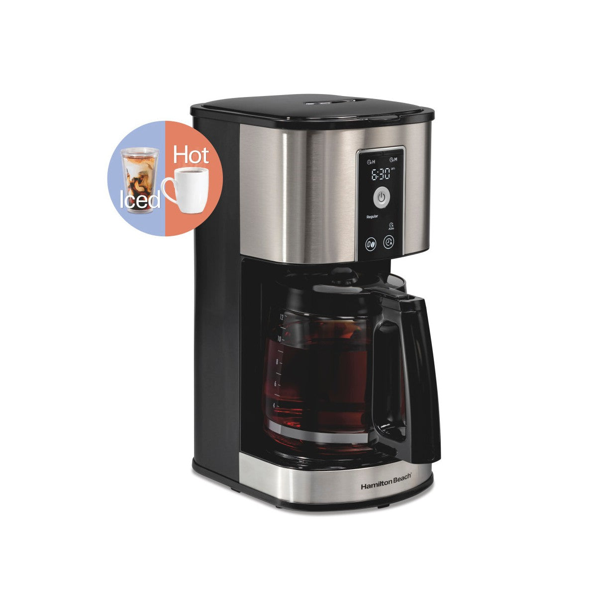 Hamilton Beach 12Cup Programmable Hot & Iced Coffee Maker 49620: Electric Drip Machine, 950W, Dishwasher-Safe Parts - Additional view