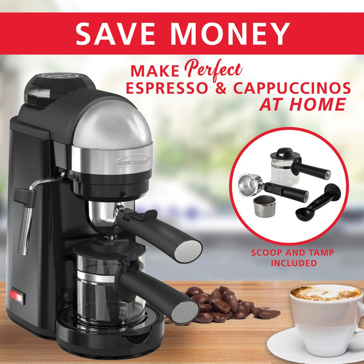 Brentwood® 20-Ounce 800-Watt Espresso and Cappuccino Maker - Additional view