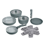 Cuisinart 13pc Clicksmart Nonstick Detachable Handle Cookware Set Earl Gray