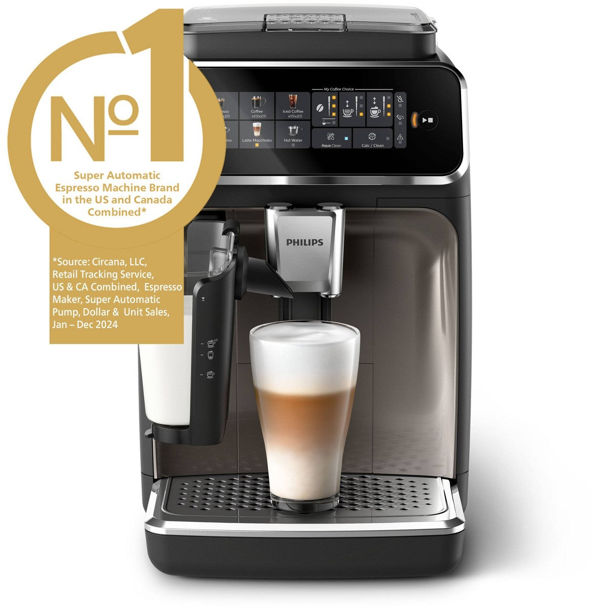 Philips 3300 Fully Automatic Espresso and Coffee Machine with LatteGo Milk Frother Black: Ceramic Grinder, 60oz Capacity, Dishwasher-Safe - Additional view