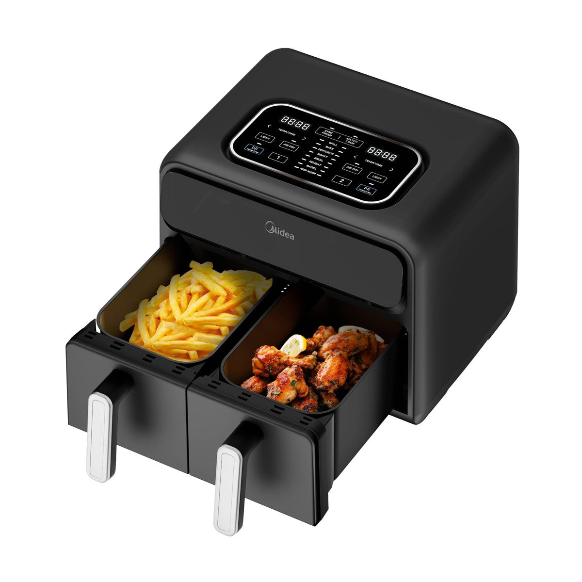 Midea 8.4qt Two-Zone Air Fryer: Dual Baskets, Digital Control, Nonstick, Cool Touch, 1650W, Black - Additional view