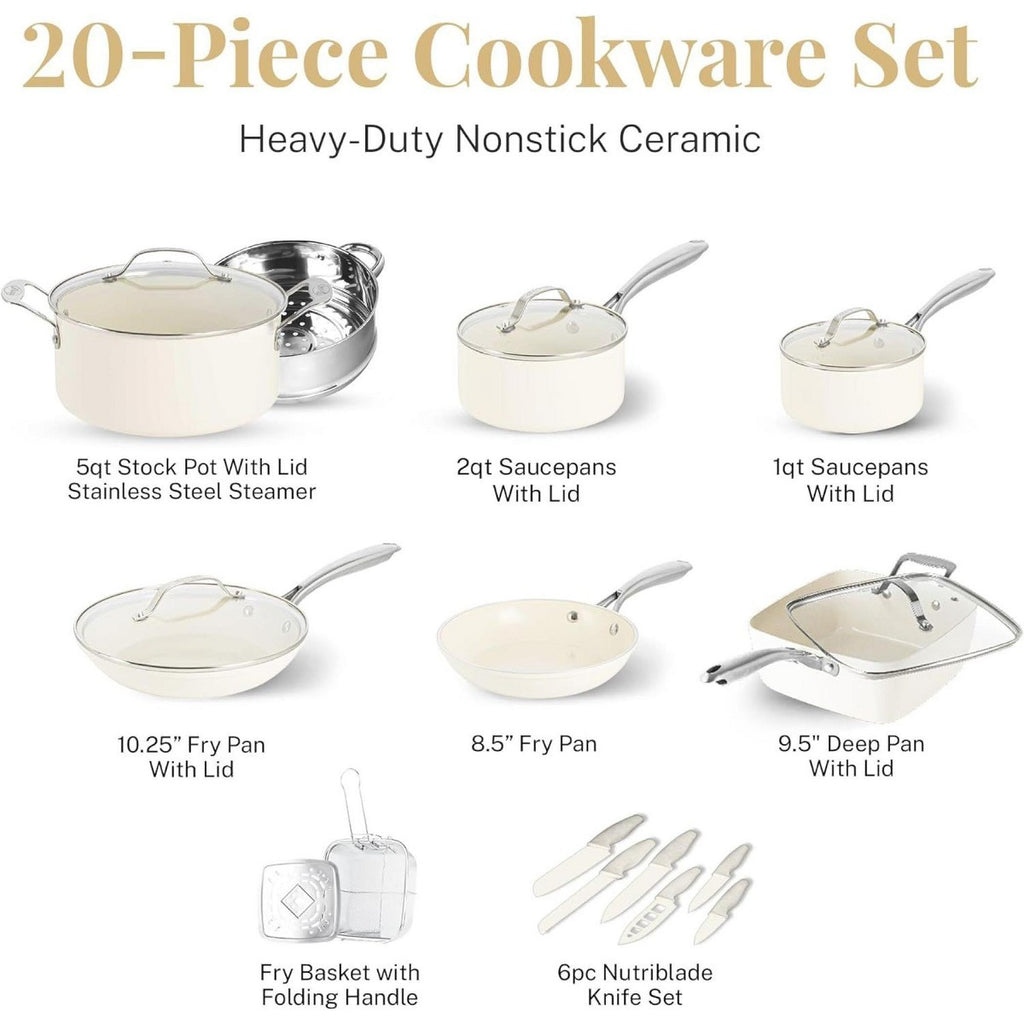 Gotham Steel Cream 20 Pc Cookware Set and Nutriblade Knife Set - Additional view