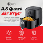 Kitchen Elite 2.5 Quart Mechanical Air Fryer, Compact Appliance with 60-Minute Timer, Nonstick Removable Basket, Oil-Free Cooking, Black - Additional view