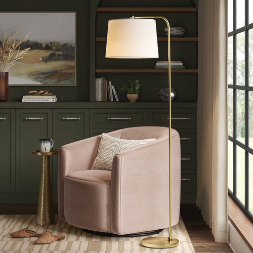 62"x14" New Traditional Downbridge Floor Lamp Brass - Threshold™: ETL Listed, Linen Shade, Metal Body - Additional view