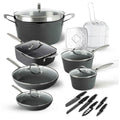 Granitestone Armor Max 20 Pc Hard Anodized Nonstick Cookware Set, Induction Pots and Pans Set with 6 Piece Nutriblade Knife Set