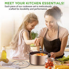 NutriChef 14-Piece Non-Stick Kitchen Cookware Set - Pots, Pans, and Kitchen Tools with Silicone Strainer (NCCW14S) - Additional view