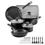 Farberware Cookstart 15pc Aluminum DiamondMax Nonstick Cookware Set Black
