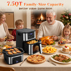 7.5QT Air Fryer Oven, 8-in-1 Digital Air Fryer with Window & Light,LED Screen/, 8 Presets, 95% Less Oil, Nonstick Easy-Clean Basket, 100 Paper Liners - Additional view