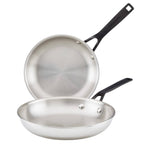 KitchenAid Stainless Steel 5-Ply Clad Twin Pack: 8.25" & 10" Nonstick Frying Pans, Dishwasher-Safe Cookware Set