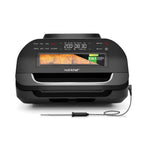 NutriChef Smart Griller with Air Fryer Combo - 7-in-1, Smokeless Indoor Grill, Adjustable Temperature