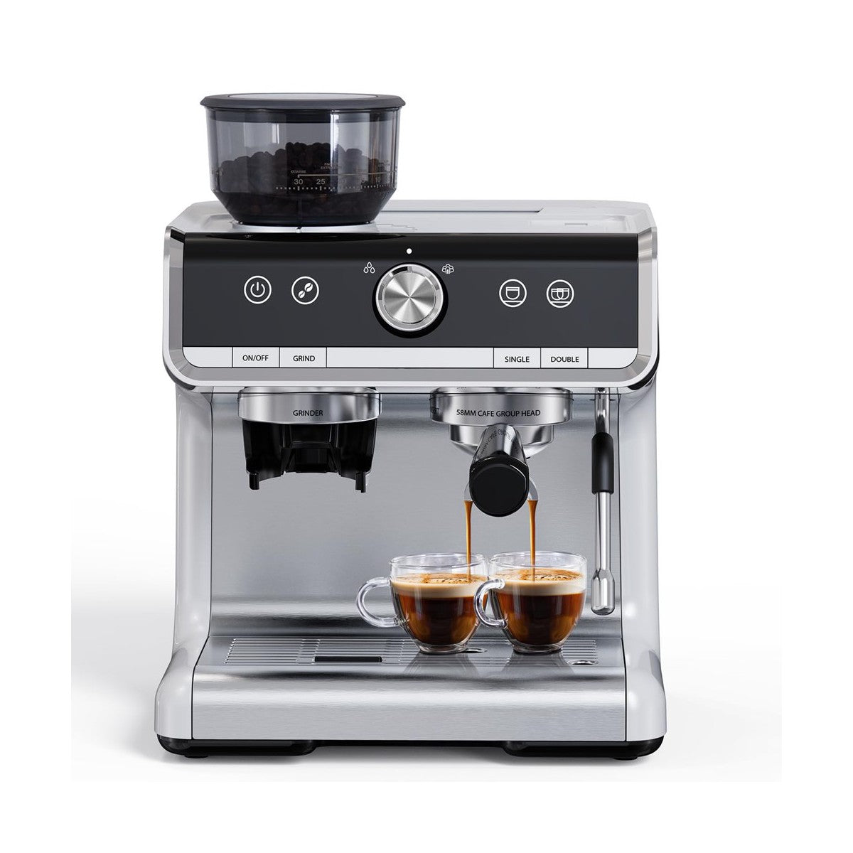 Espresso Machine with Grinder, Milk Frother Wand, 1450W, 20 Bar Professional Espresso Maker with Barista Kit