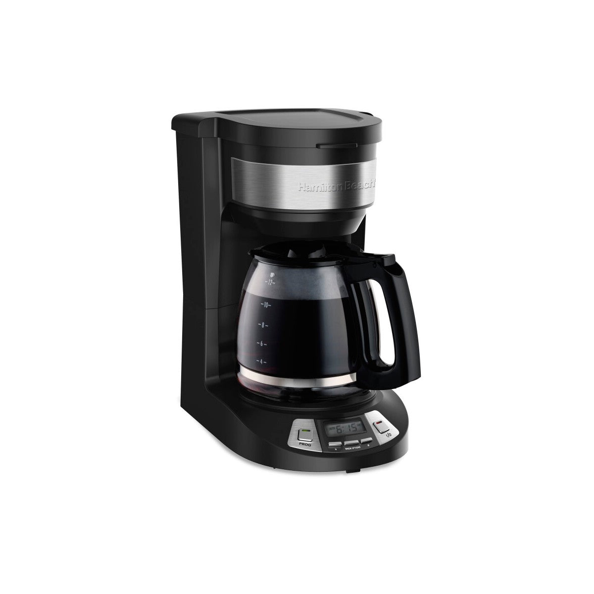 Hamilton Beach 12 Cup Programmable Coffee Maker Black 46290: Drip Coffee Machine, Nonstick Hot Plate, Brew Pause