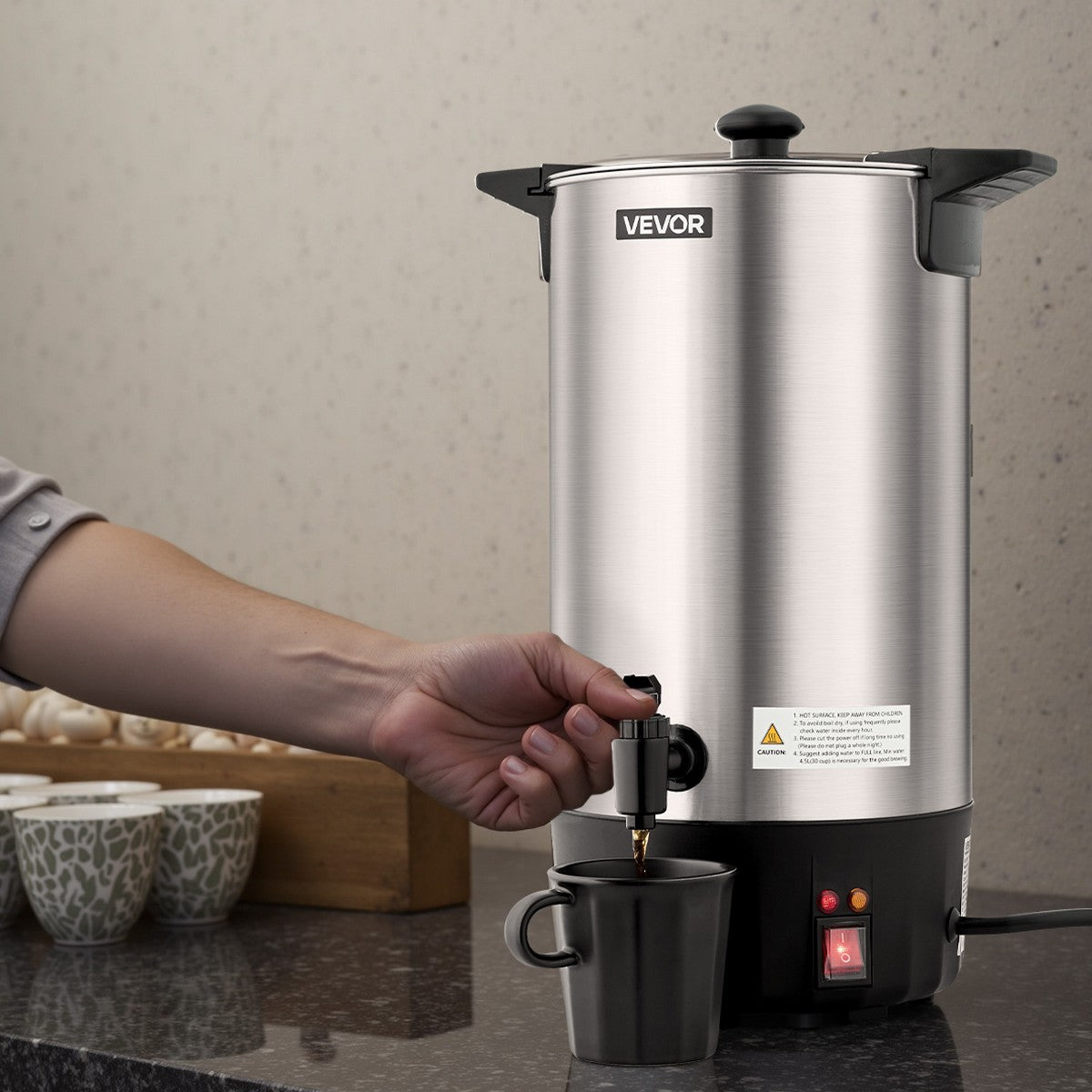 VEVOR Commercial Coffee Urn, 60 Cup 9 L Hot Beverage Dispenser with Dripless Faucet, Quick-Brewing Stainless Steel Large Coffee Maker, Silver - Additional view