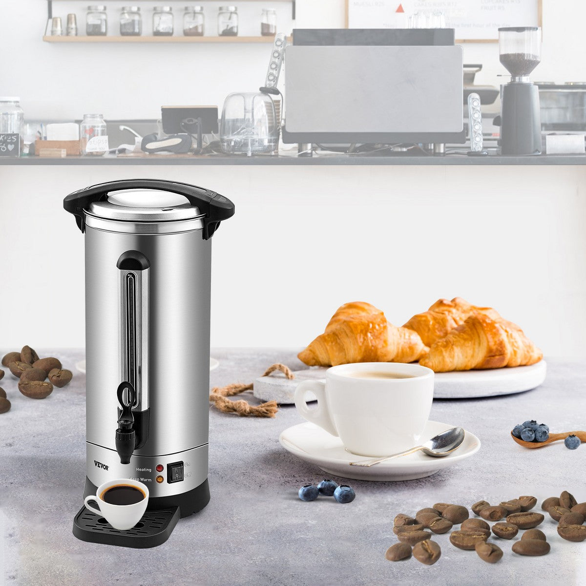 VEVOR Commercial Coffee Urn, 110 Cups Stainless Steel Large Coffee Dispenser, 1500W 110V Electric Coffee Maker Urn For Quick Brewing - Additional view