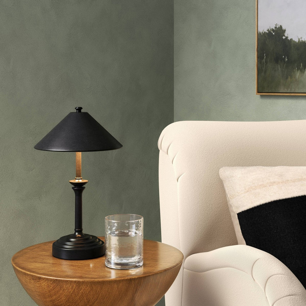 Turned Metal Portable Table Lamp Black (Includes LED Light Bulb) - Threshold™ - Additional view