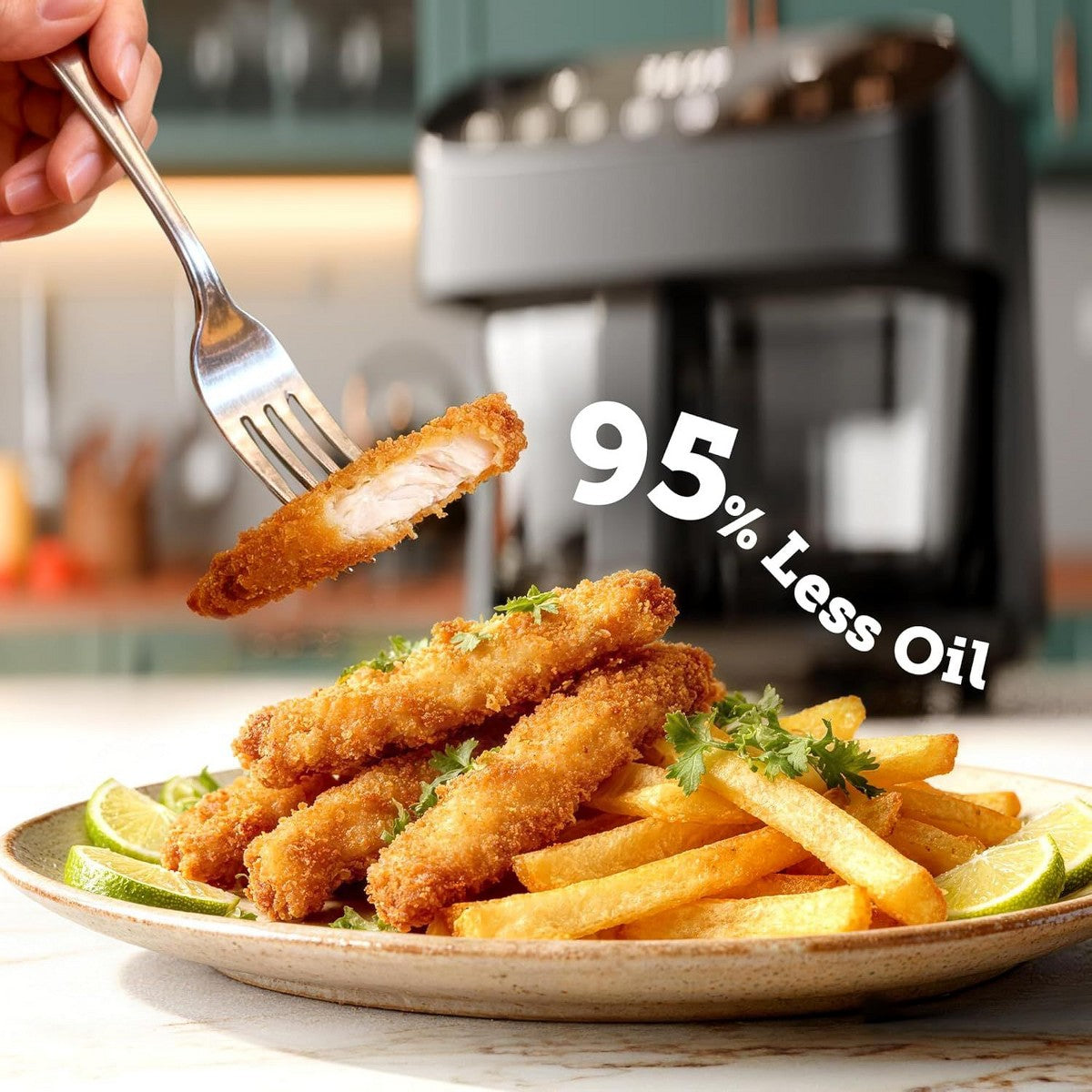 COWSAR 4.5QT Glass Air Fryer - Non-Toxic PFAS-Free, 360° View, 8 Presets, Stainless Steel Rack, Dishwasher Safe, Black - Additional view
