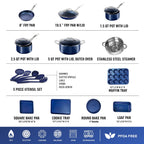 Granitestone Diamond 20 Pc Nonstick Pots and Pans Cookware Set with Bakeware and Utensils Blue - Additional view