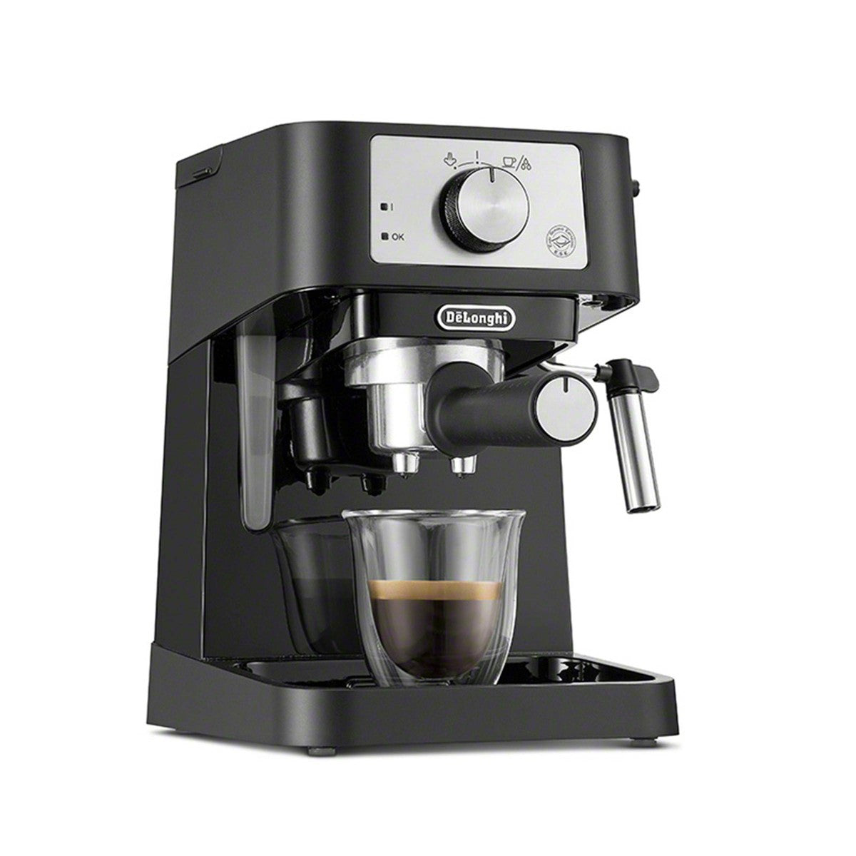 Stilosa Espresso Machine by Delonghi - EC260BK: 15-Bar Pressure, Frothing Wand, Removable Water Reservoir, Dishwasher-Safe Parts
